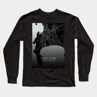 Cape Town South Africa City Map dark Long Sleeve T-Shirt